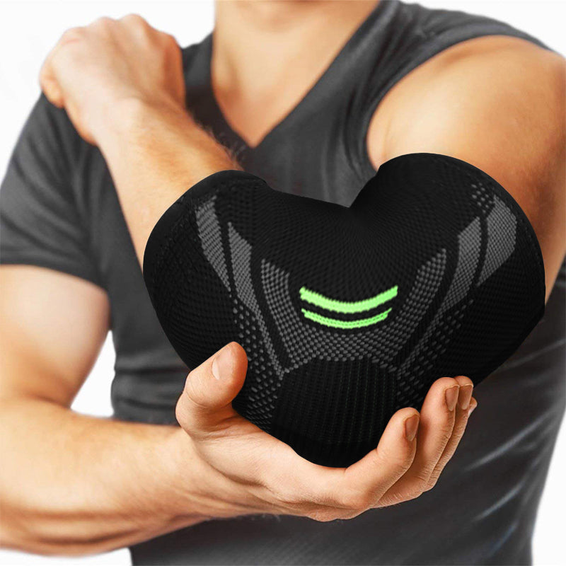 Black elbow support compression sleeve with anti-slip design