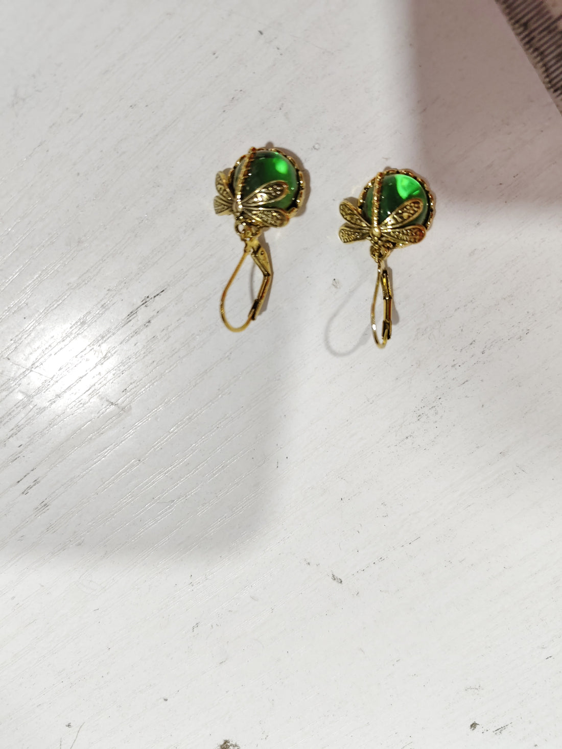 Vintage Dragonfly Pendant Earrings with Blue