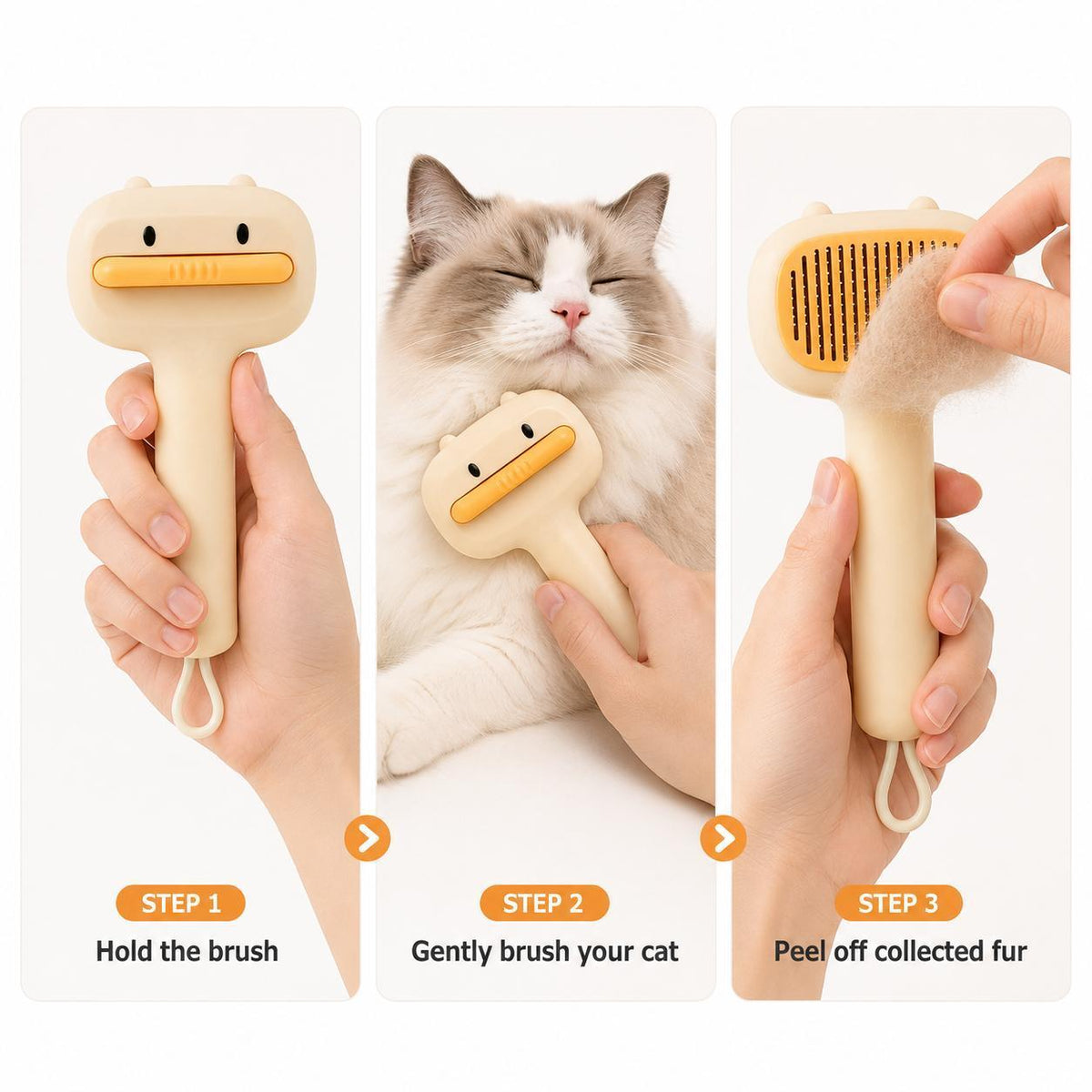 Cute Cartoon Bear Self-Cleaning Pet Brush
