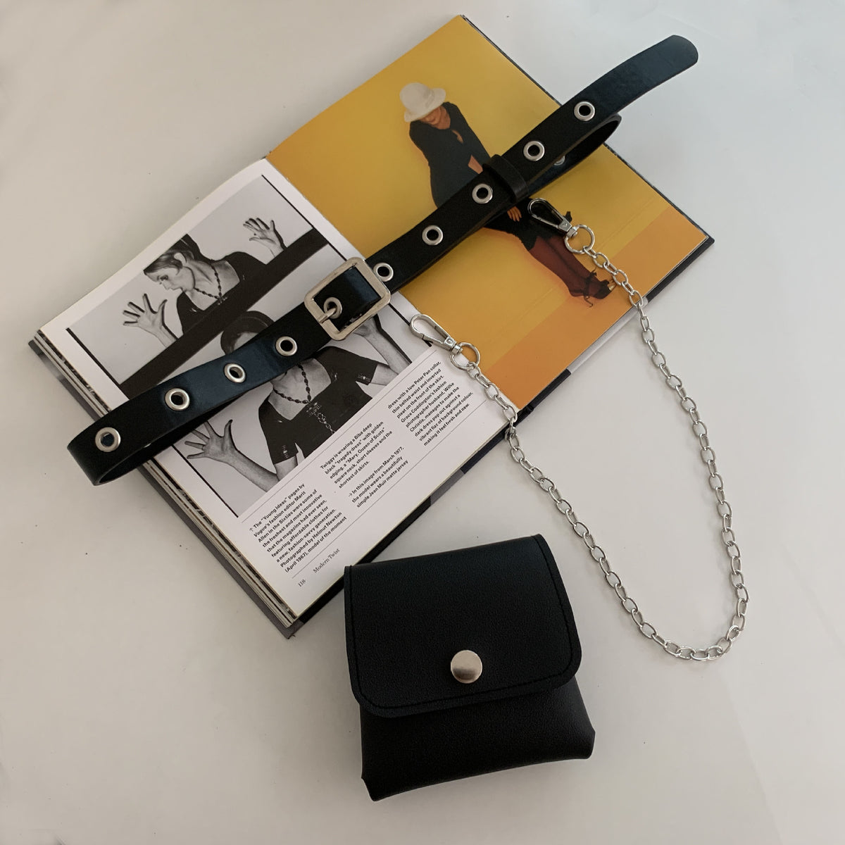 Concave Chain Belt Belt Bag Set