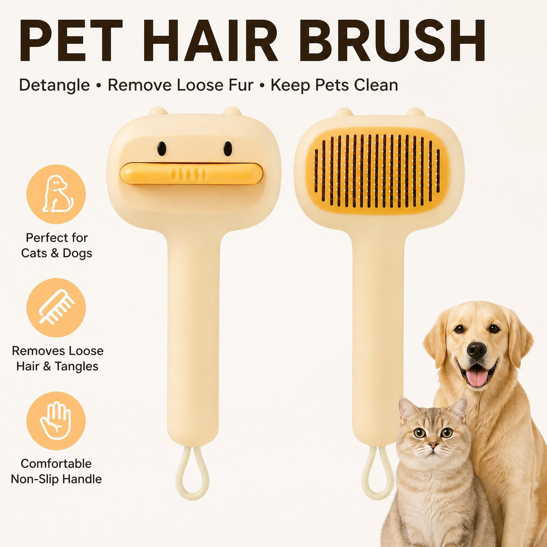 Cute Cartoon Bear Self-Cleaning Pet Brush