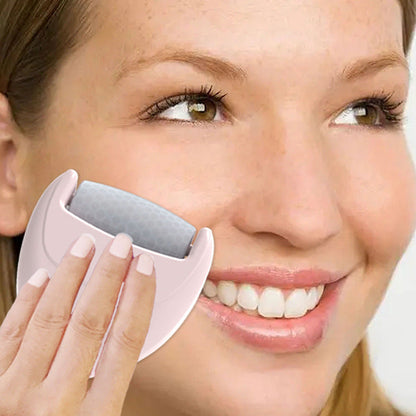 Pink heart-shaped ice compress eye face massage roller for beauty care