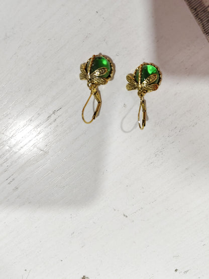 Vintage Dragonfly Pendant Earrings with Blue