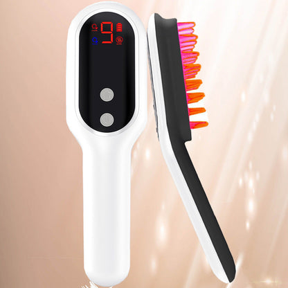 Electric head massager with LED display, red and blue light therapy, and massage comb for scalp stimulation and hair growth